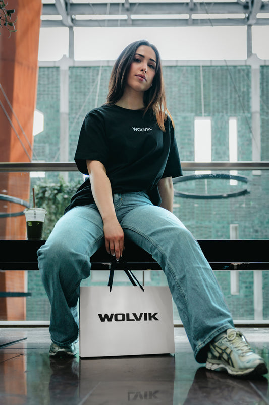 WOLVIK T-shirt Oversized Fit - Unisex Zwart