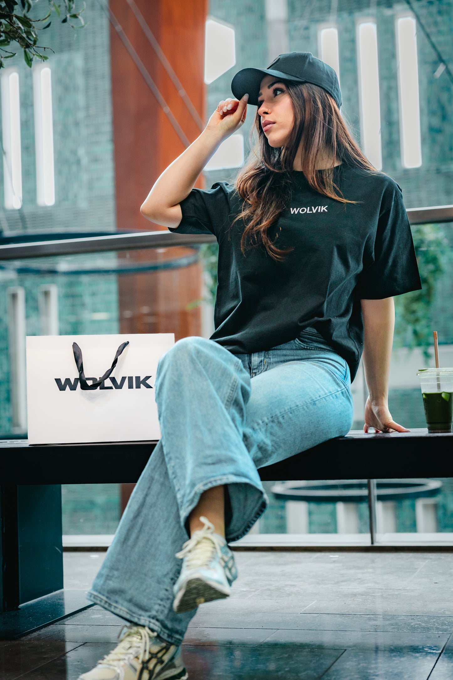 WOLVIK T-shirt Oversized Fit - Unisex Zwart
