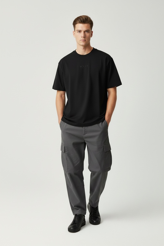 WOLVIK T-shirt Oversized Fit - Unisex Zwart