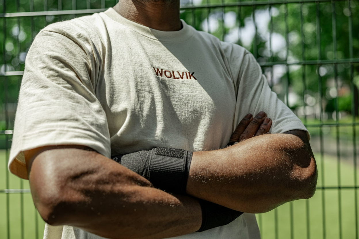 WOLVIK model armen gekruist bandage zonder logo