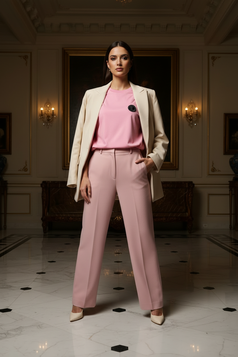 Dame premium luxe styling roze tee