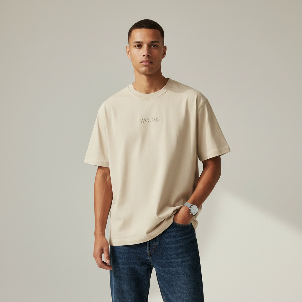 WOLVIK T-shirt Oversized Fit - Unisex Natural