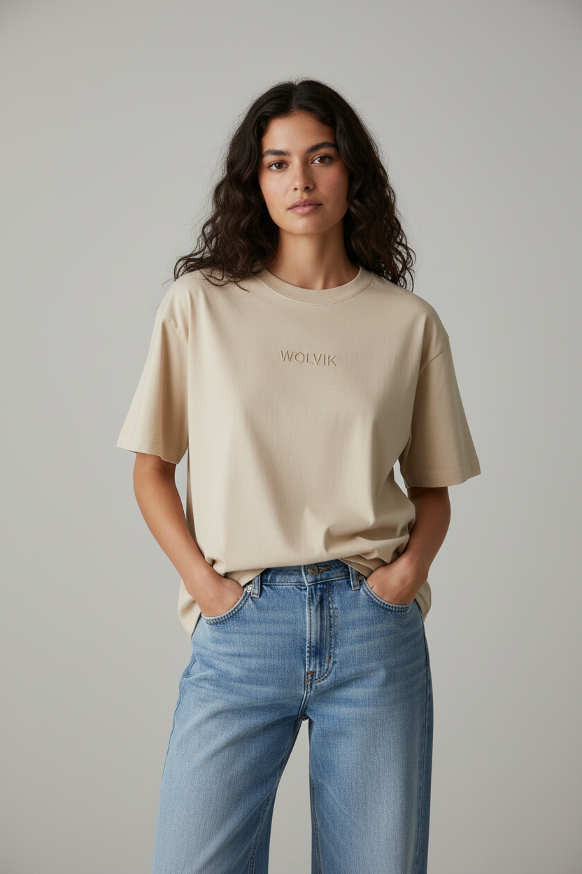 WOLVIK T-shirt Oversized Fit - Unisex Natural