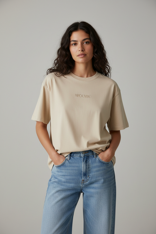 WOLVIK T-shirt Oversized Fit - Unisex Natural
