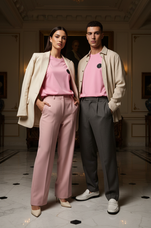 Premium duo styling roze tee blazer hakken