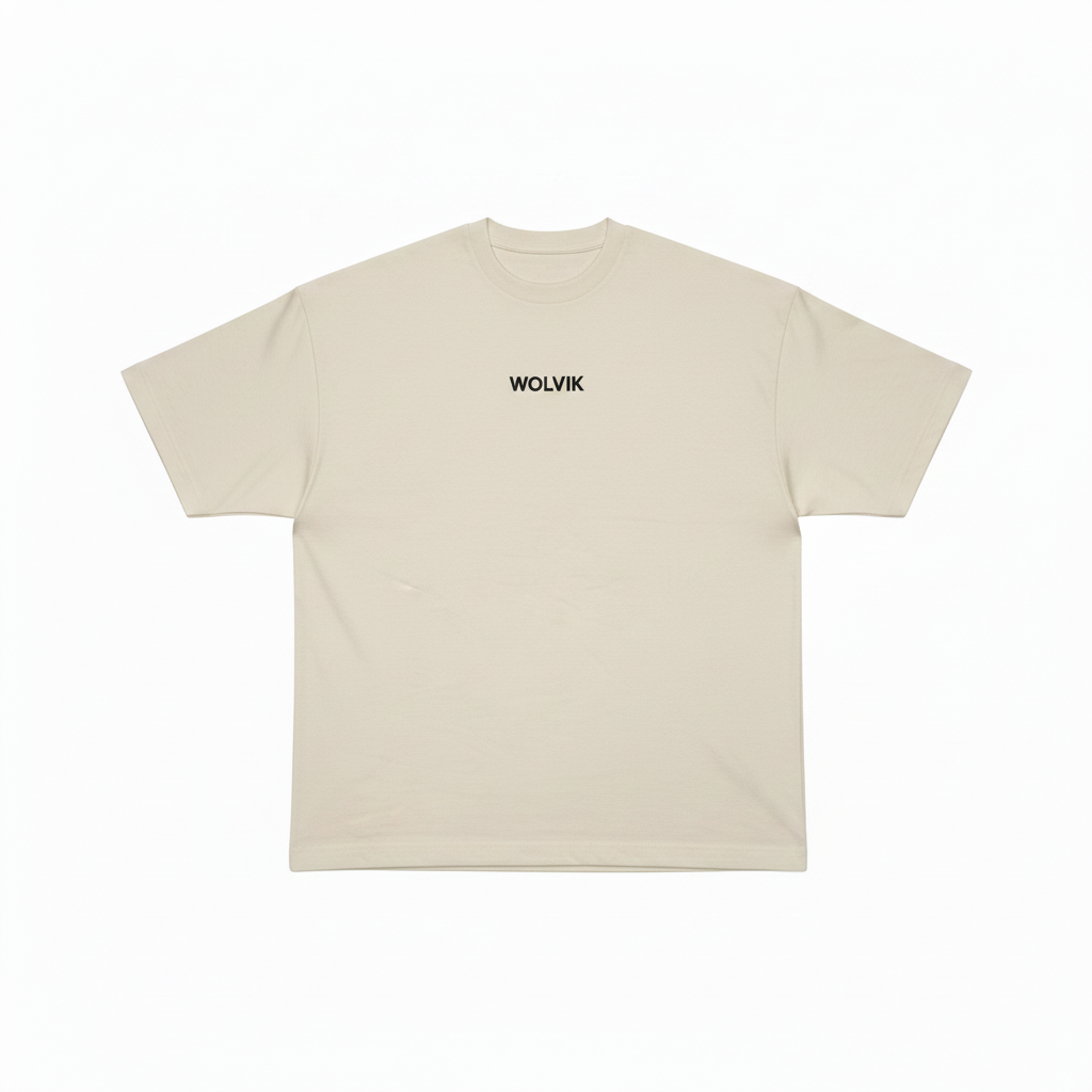 WOLVIK Natural T-shirt Flat Lay - Ronde Hals