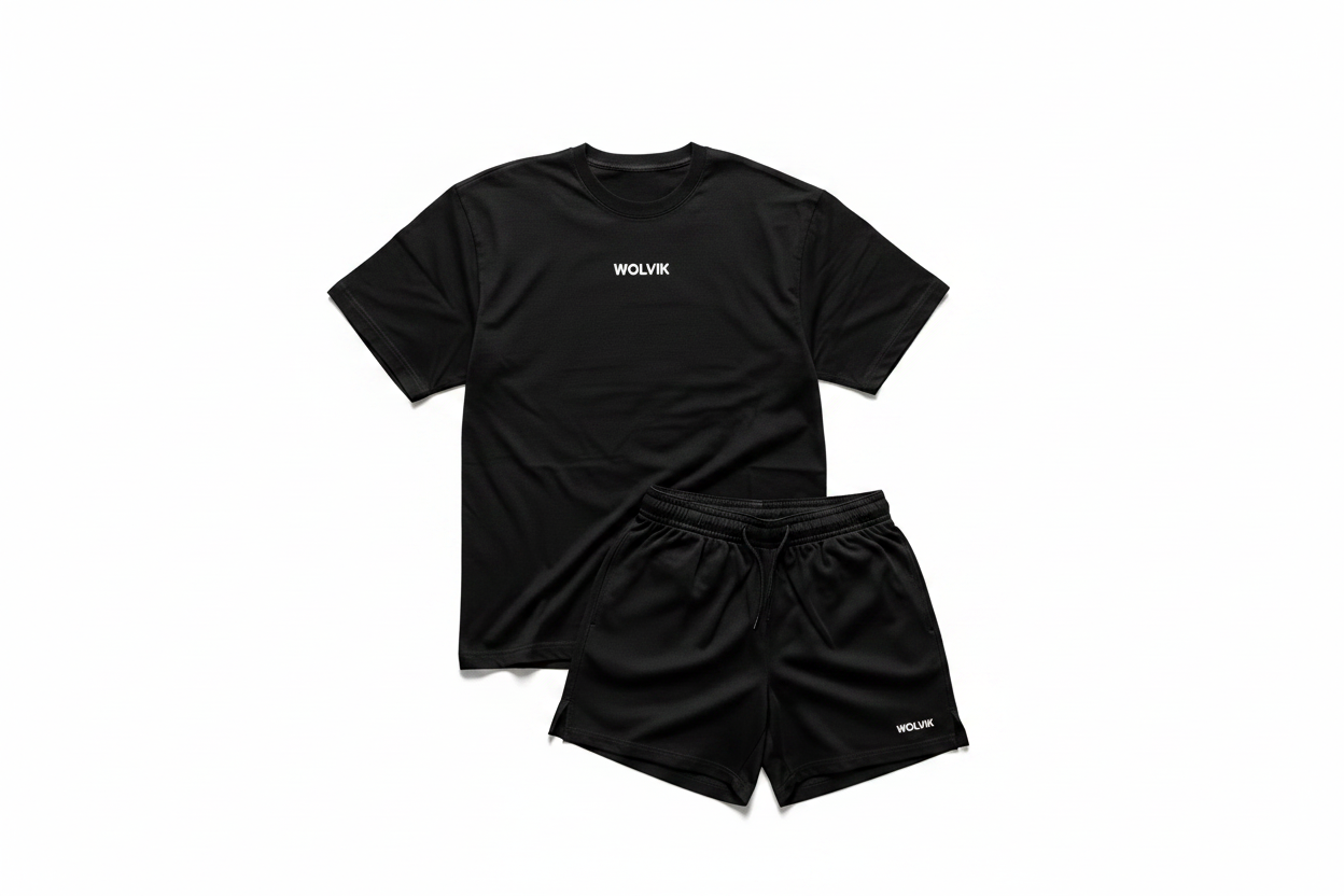 WOLVIK Performance Set Black Flat Lay - Zonder Pet