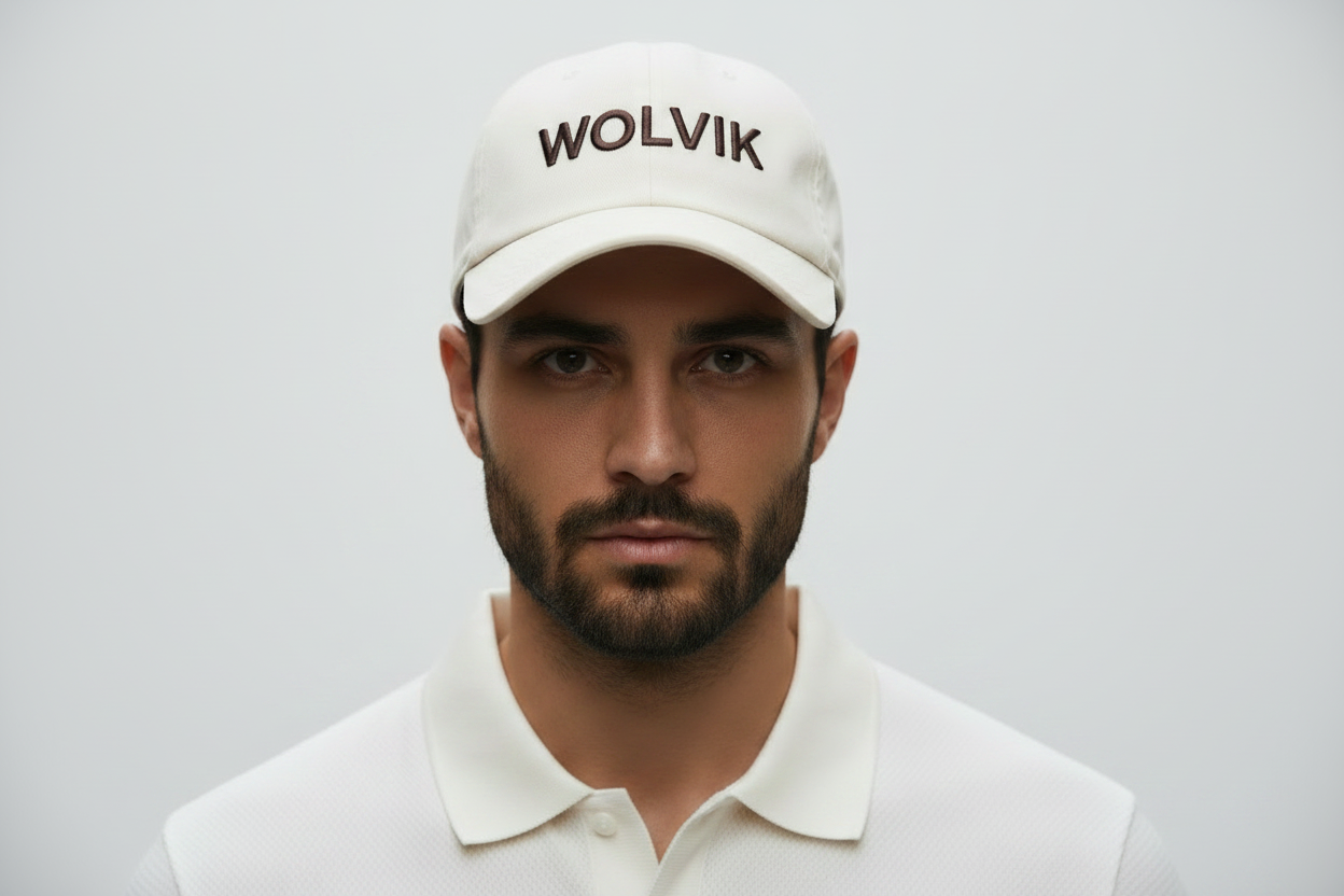 WOLVIK witte cap model bijgesneden schouders