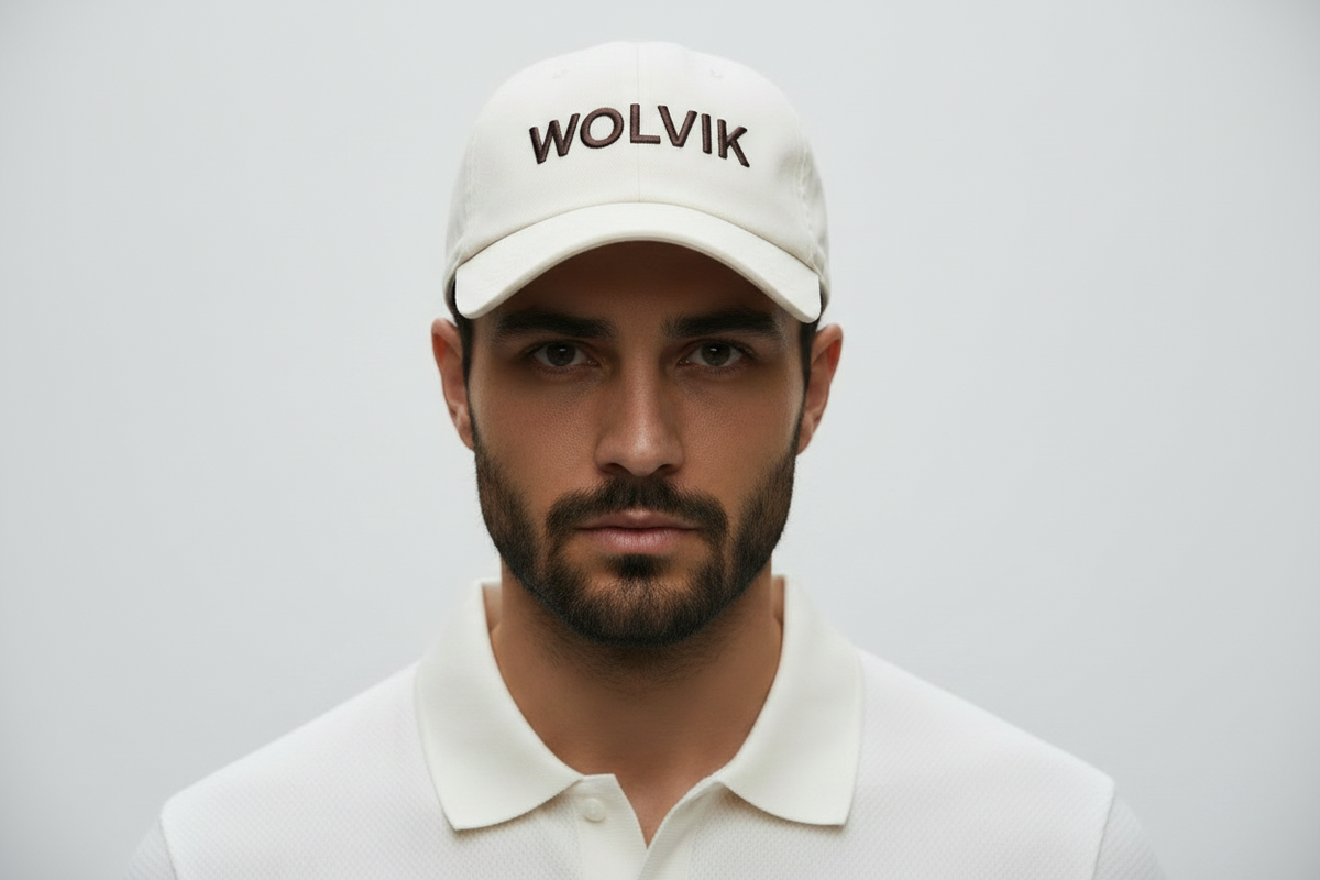 WOLVIK witte cap model bijgesneden schouders
