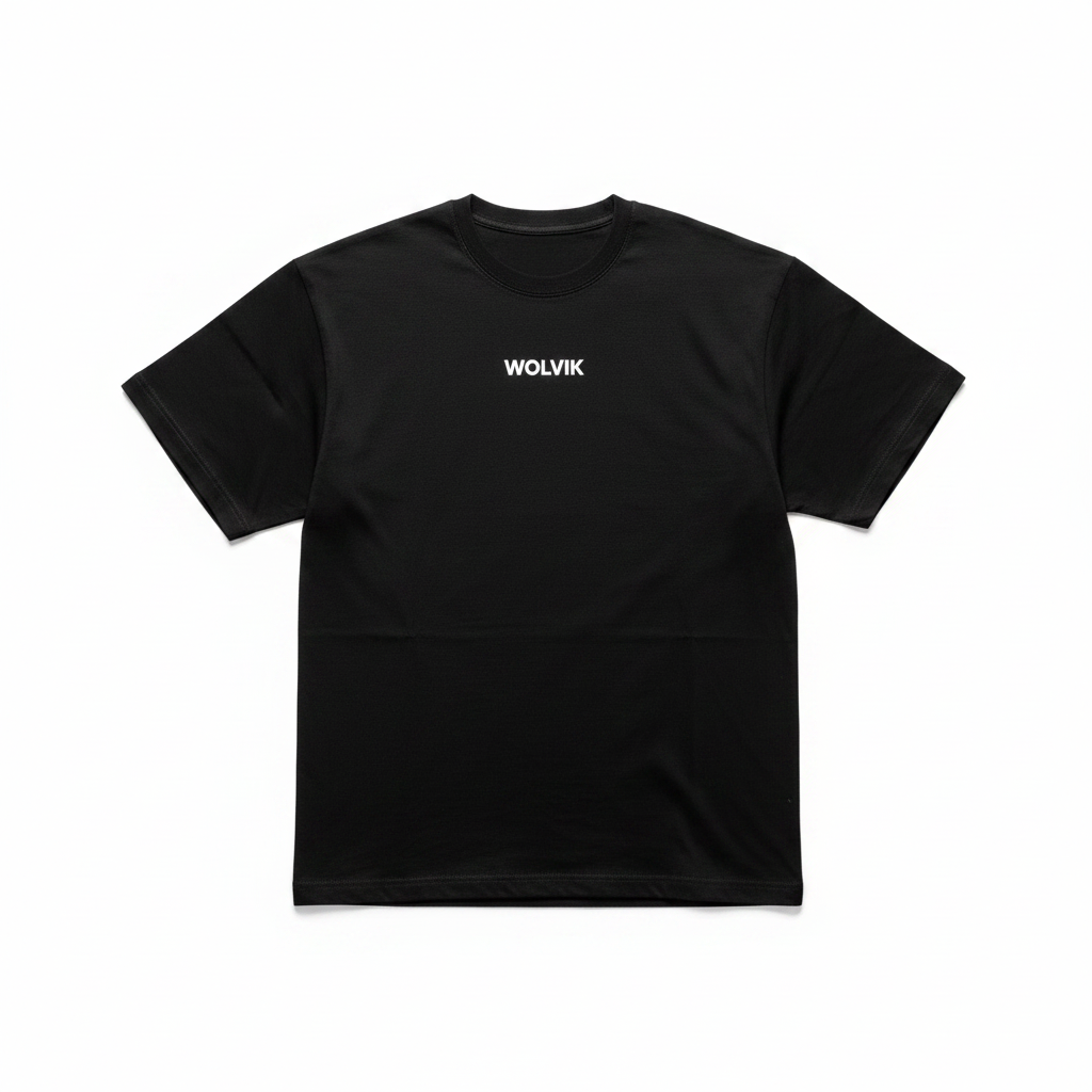 WOLVIK Zwart T-shirt Flat Lay - Alleen